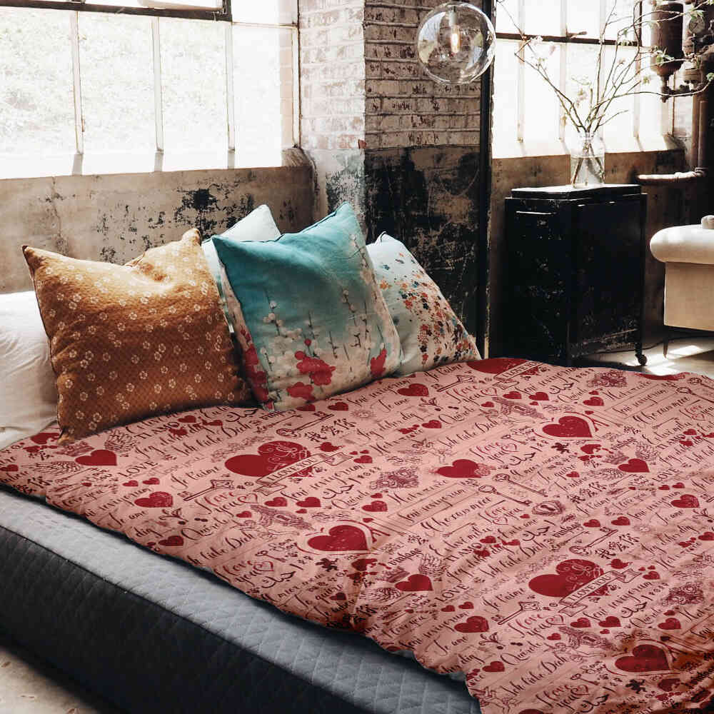 Original Therapiedecke - Baumwoll Bettwäsche Set Rosa Ich liebe Dich