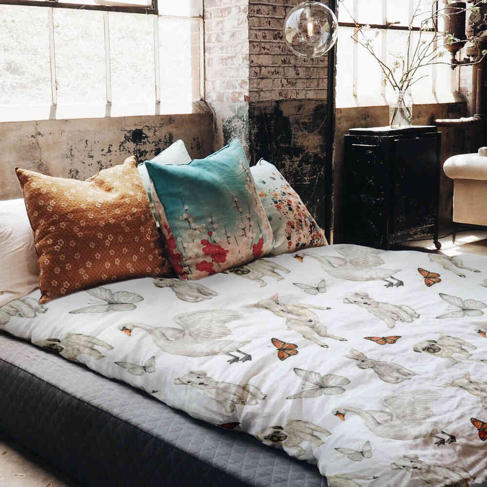 Original Therapiedecke - Baumwollbezug Weiß süße Tiere