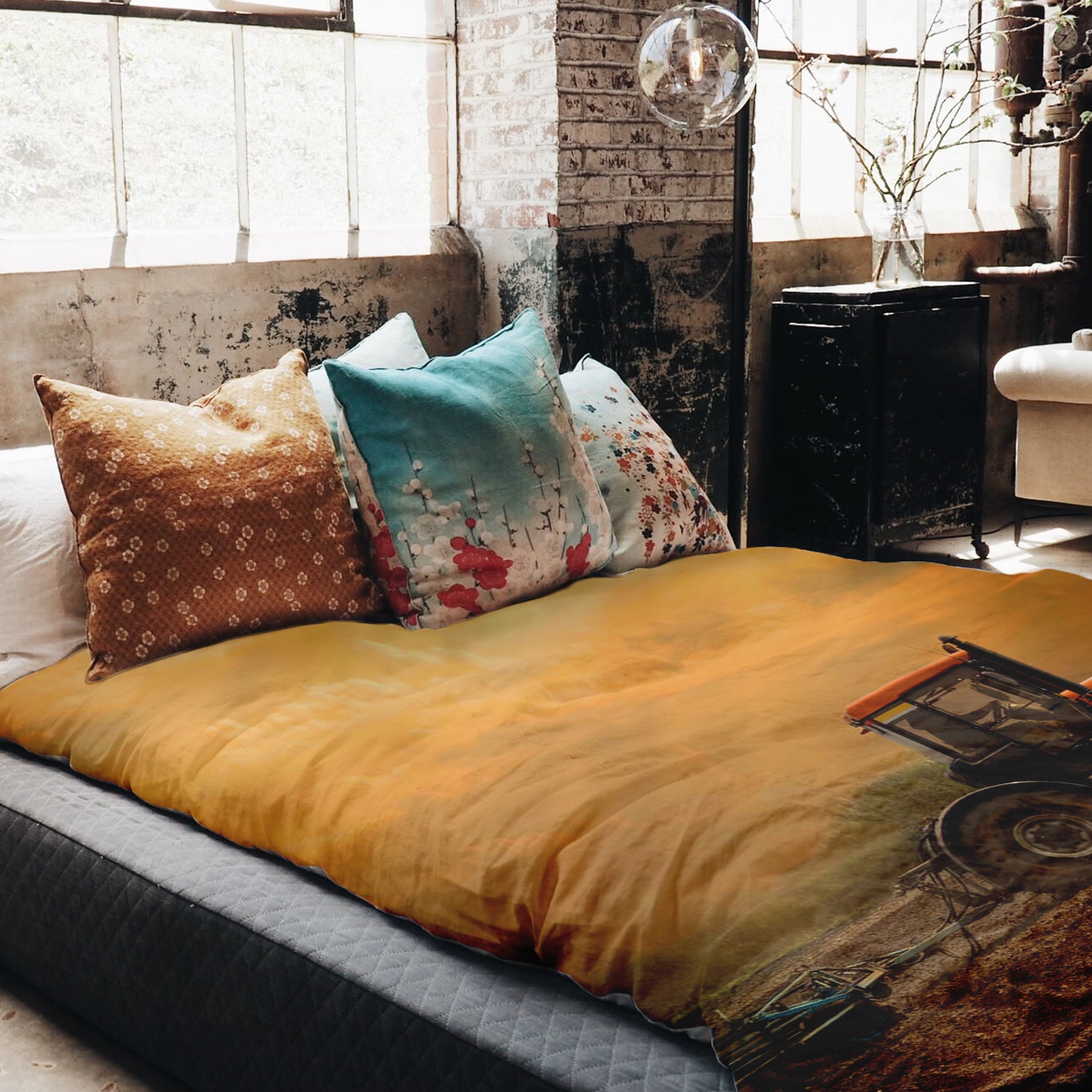 Original Therapiedecke - Baumwollbezug Traktor mit Anhänger