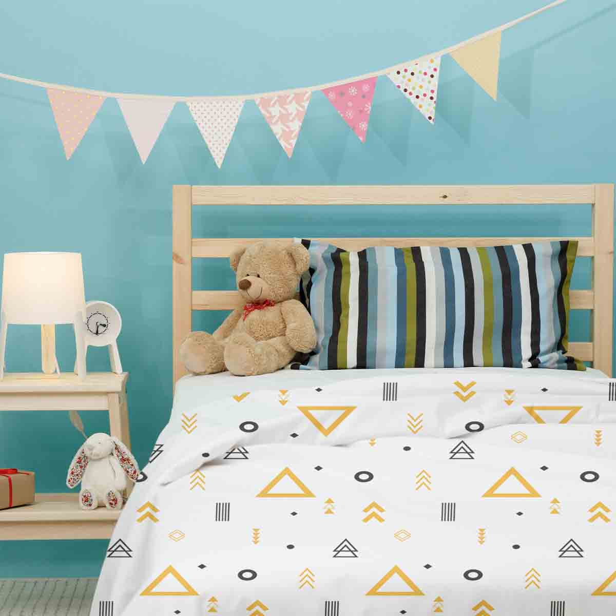 Original Therapiedecke - Baumwollbezug Weiß mit gelben Dreiecken