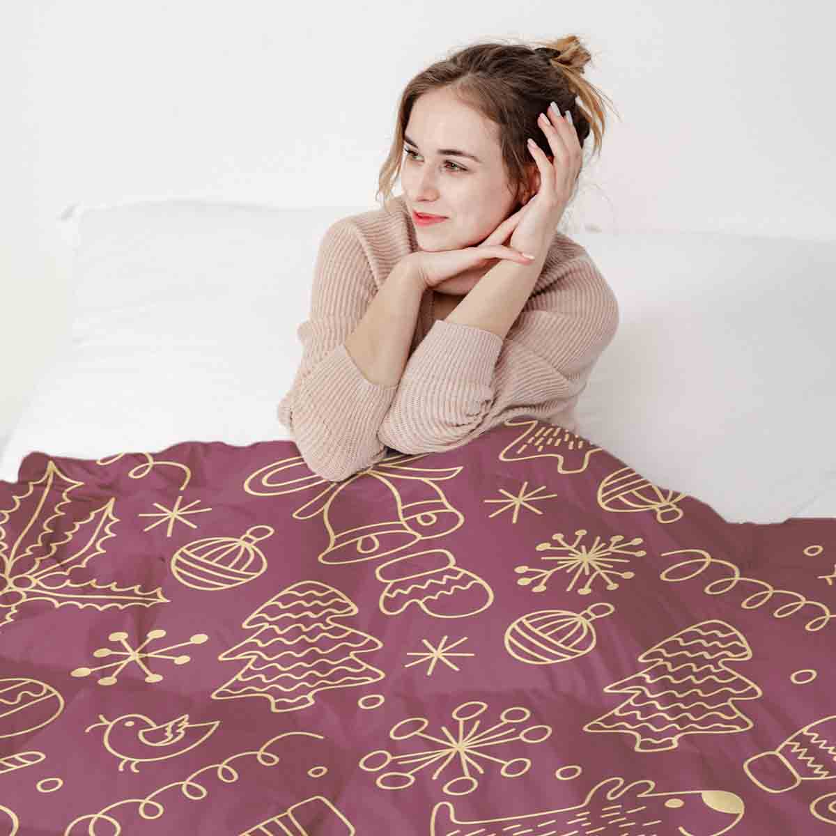 Original Therapiedecke - Baumwollbezug Rot mit lustigen Weihnachtsmotiven