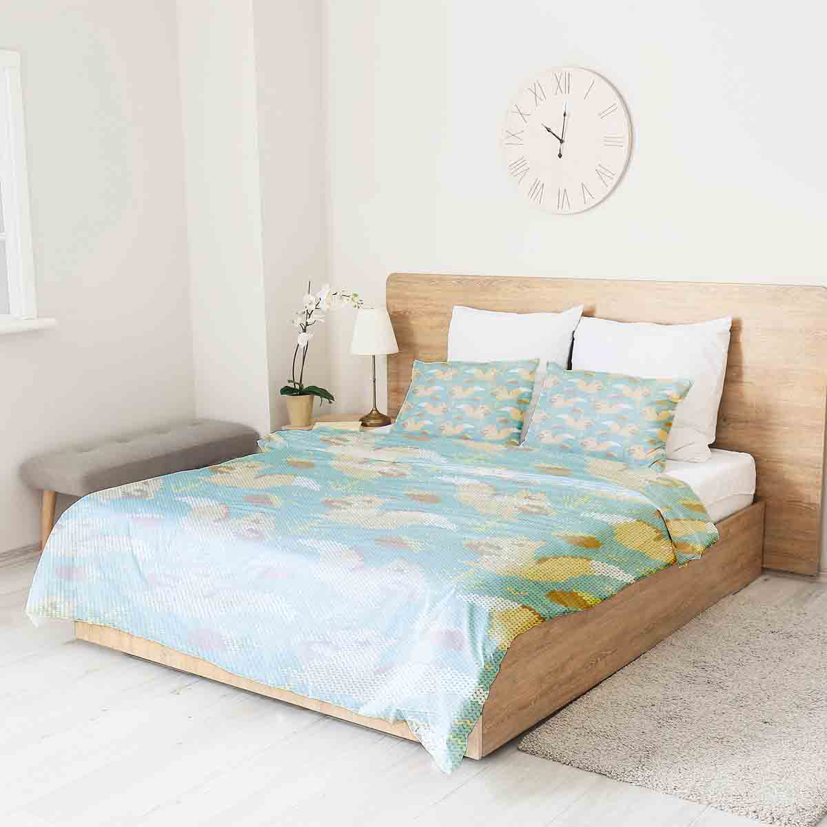 Original Therapiedecke - Baumwoll Bettwäsche Set Grün mit Eichhörnchen