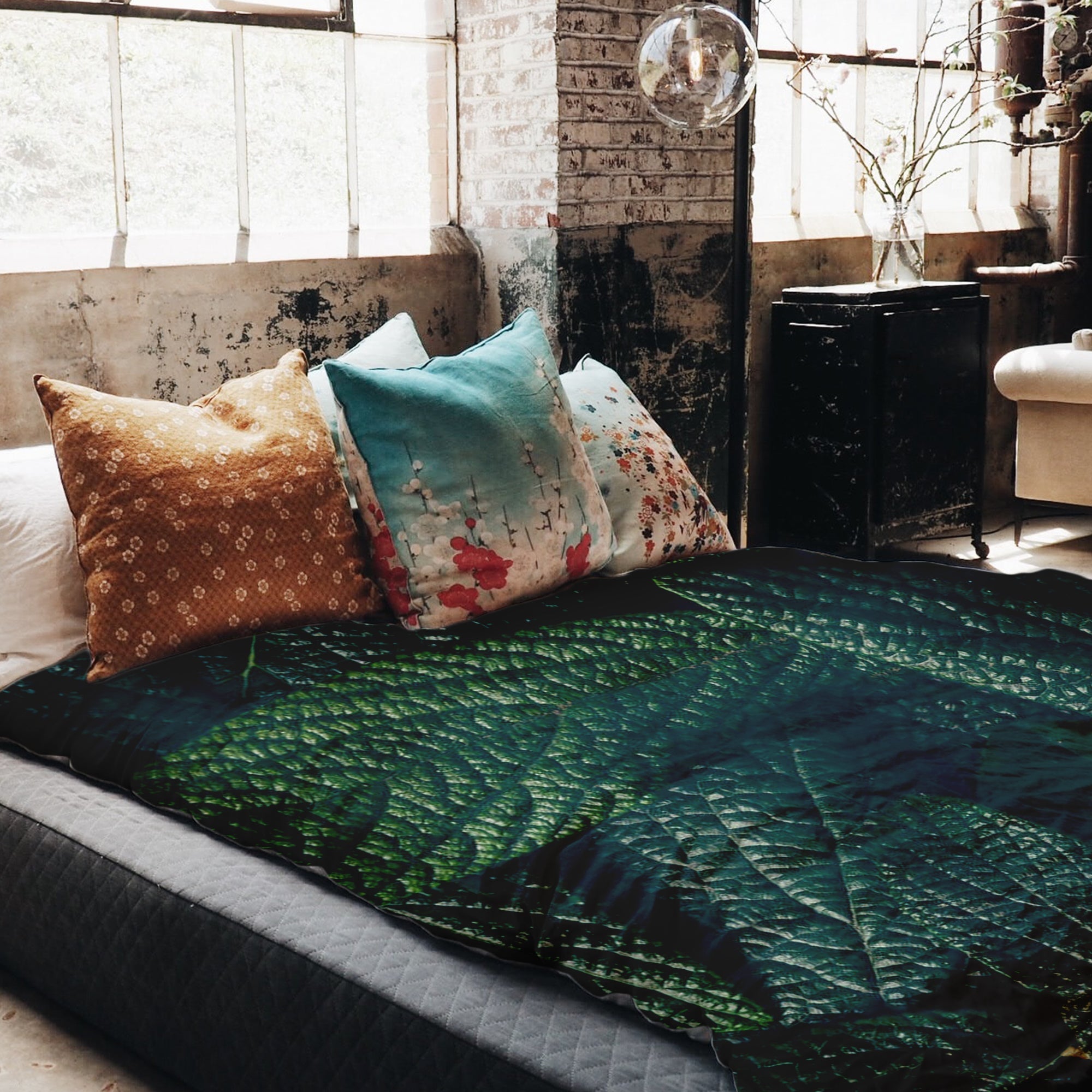 Original Therapiedecke - Baumwoll Bettwäsche Set Grüne Blätter