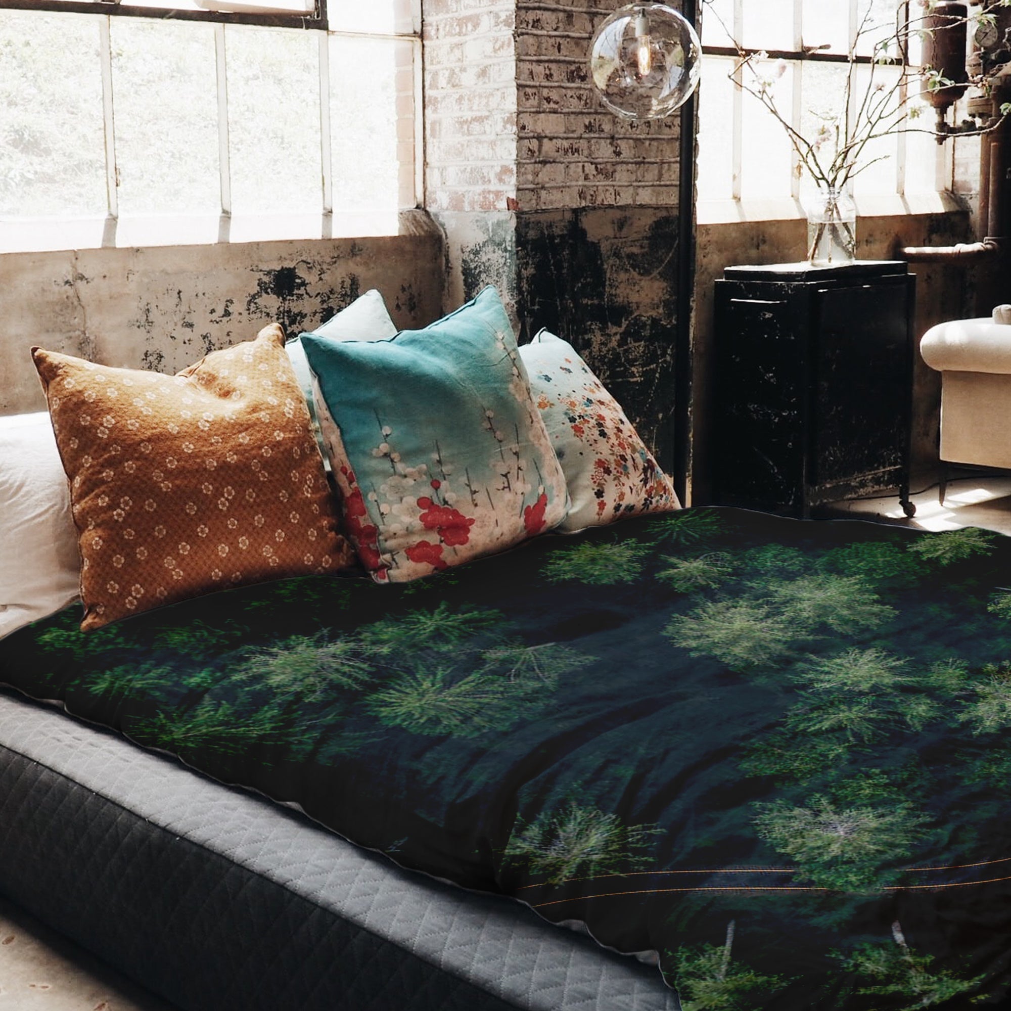 Original Therapiedecke - Baumwoll Bettwäsche Set Straße im Wald