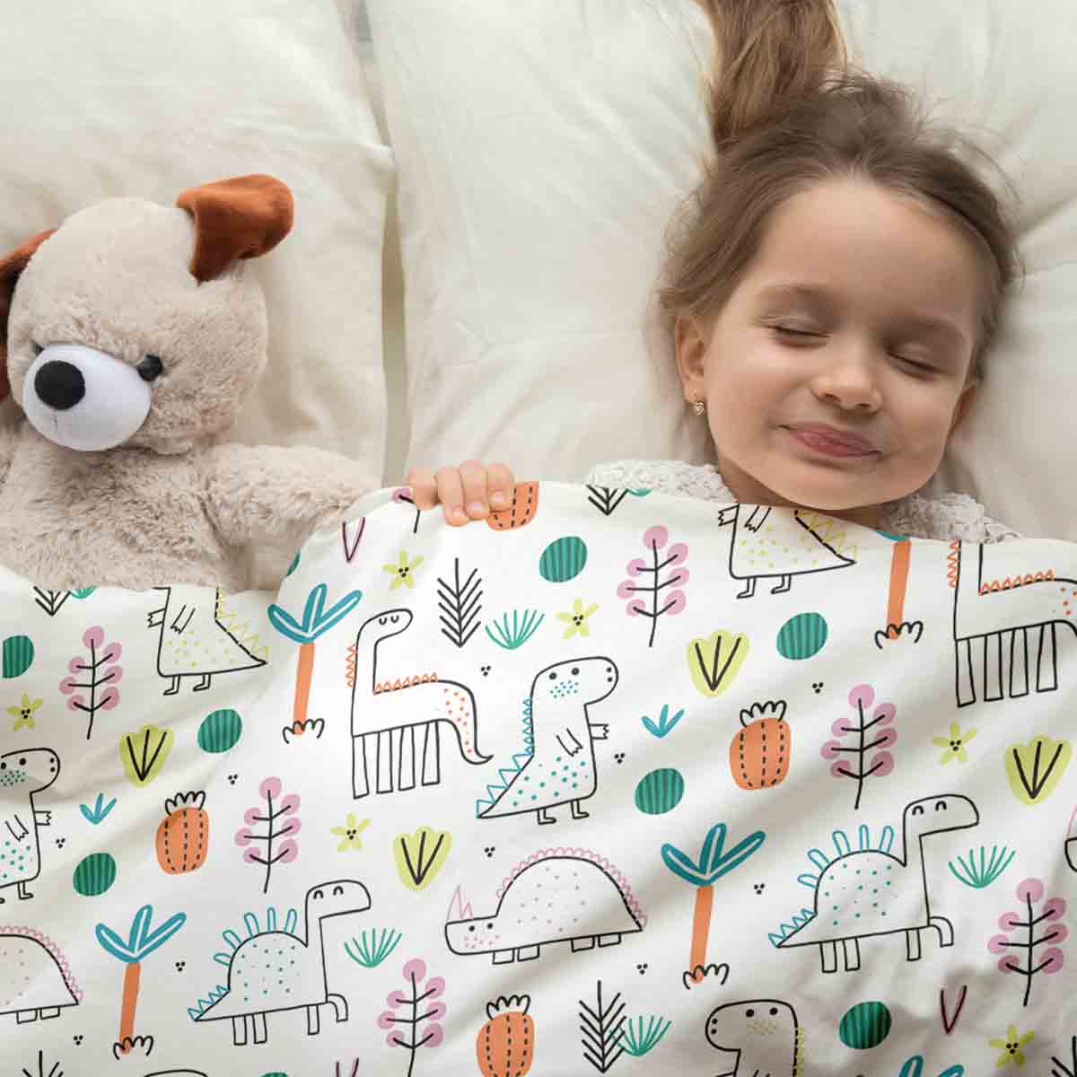 Original Therapiedecke - Baumwoll Bettwäsche Set mit bunten Dinos