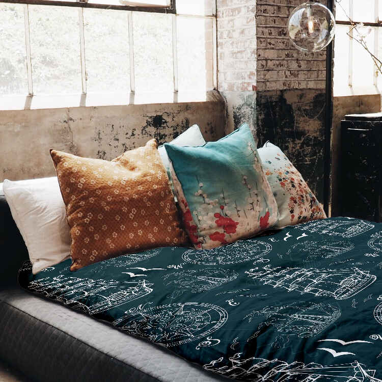 Original Therapiedecke - Baumwoll Bettwäsche Set mit Schiffen