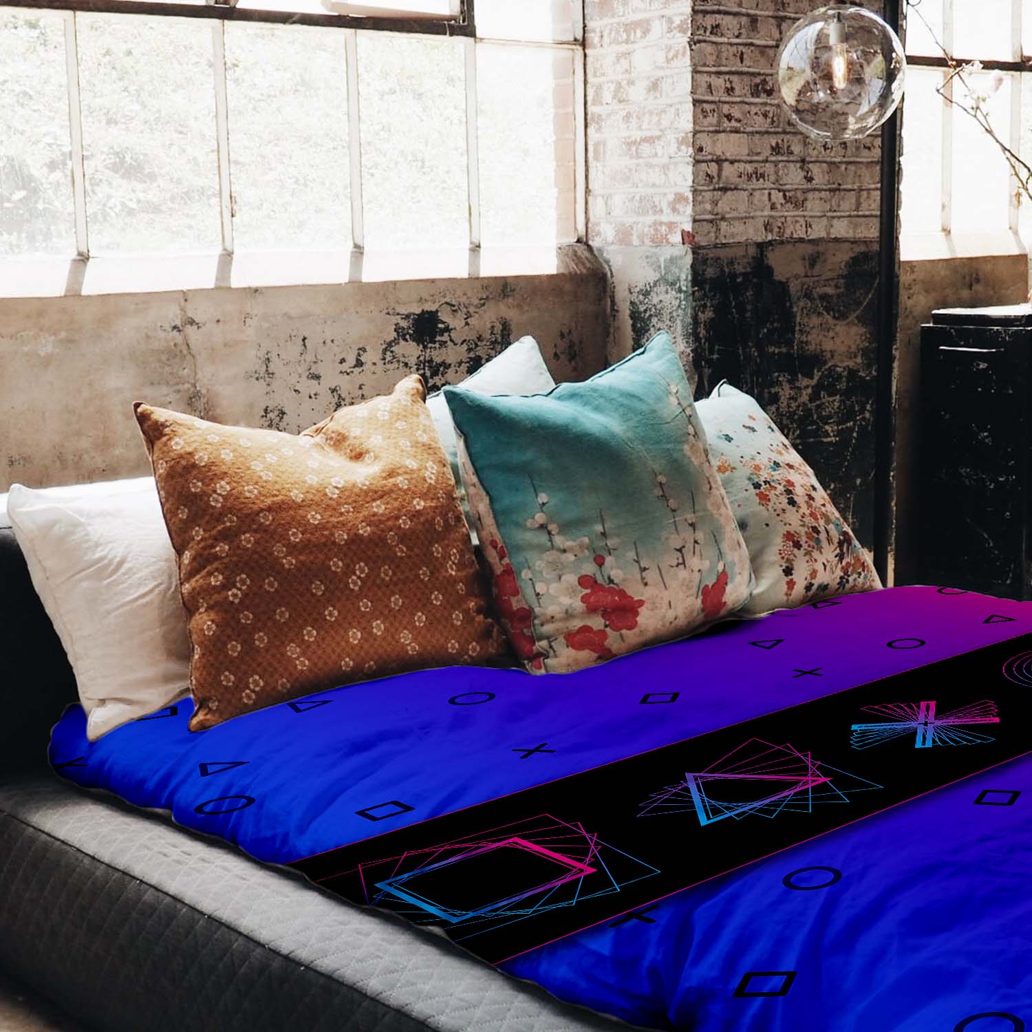 Original Therapiedecke - Baumwoll Bettwäsche Set Lila mit Formen