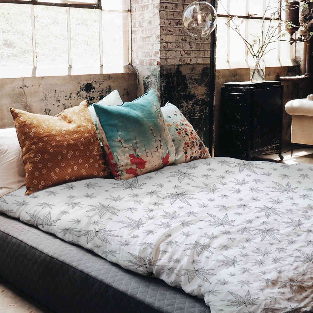 Original Therapiedecke - Baumwoll Bettwäsche Set Grau mit Efeu