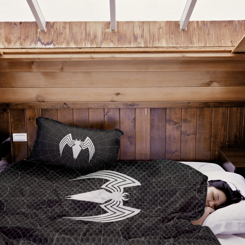 Therapiedecken Bettwäschen Set Schwarz mit Spinne
