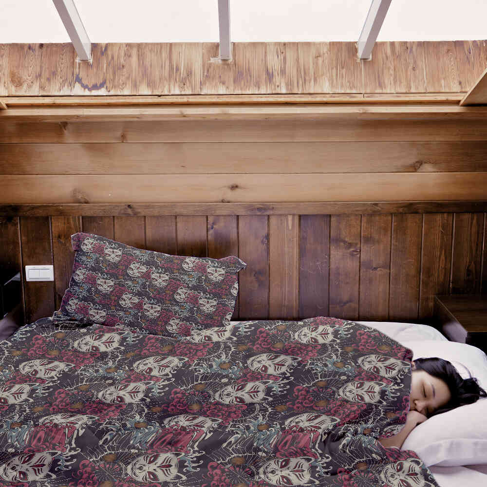 Original Therapiedecke - Baumwoll Bettwäsche Set Gruselkatze