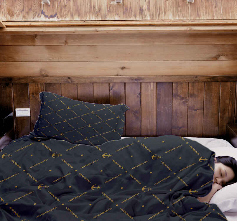 Original Therapiedecke - Baumwoll Bettwäsche Set Blau mit Anker