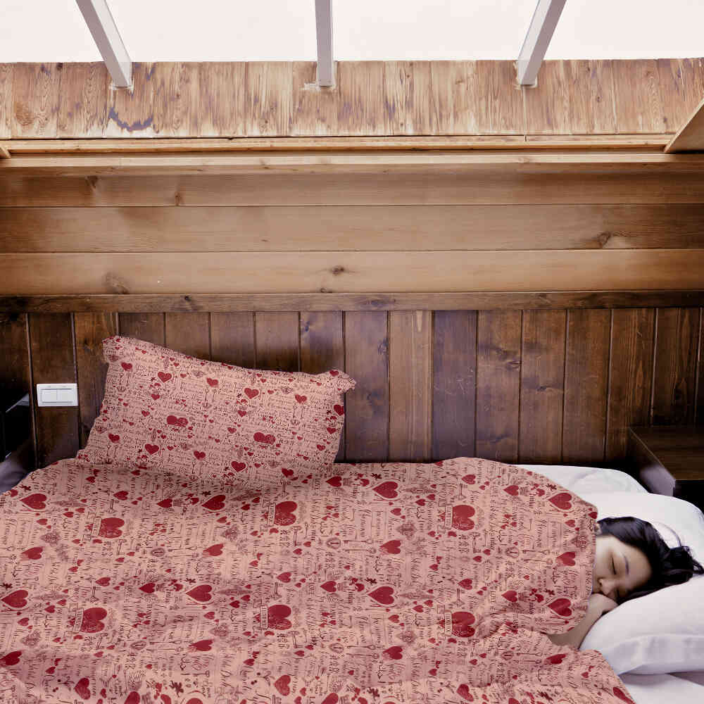 Original Therapiedecke - Baumwoll Bettwäsche Set Rosa Ich liebe Dich