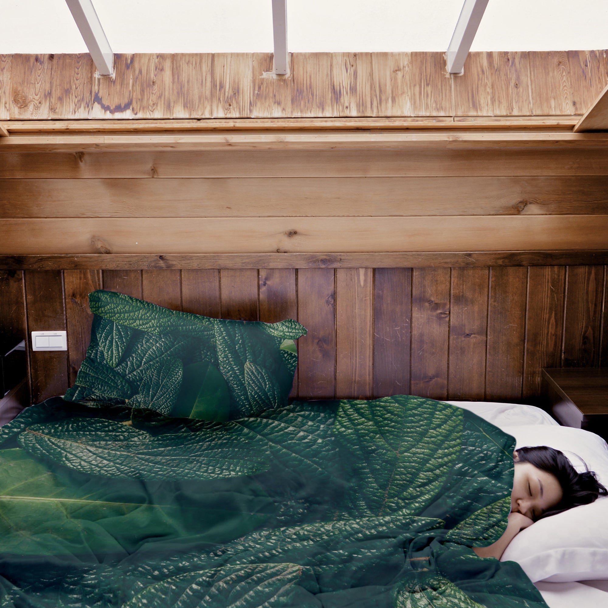 Original Therapiedecke - Baumwoll Bettwäsche Set Grüne Blätter