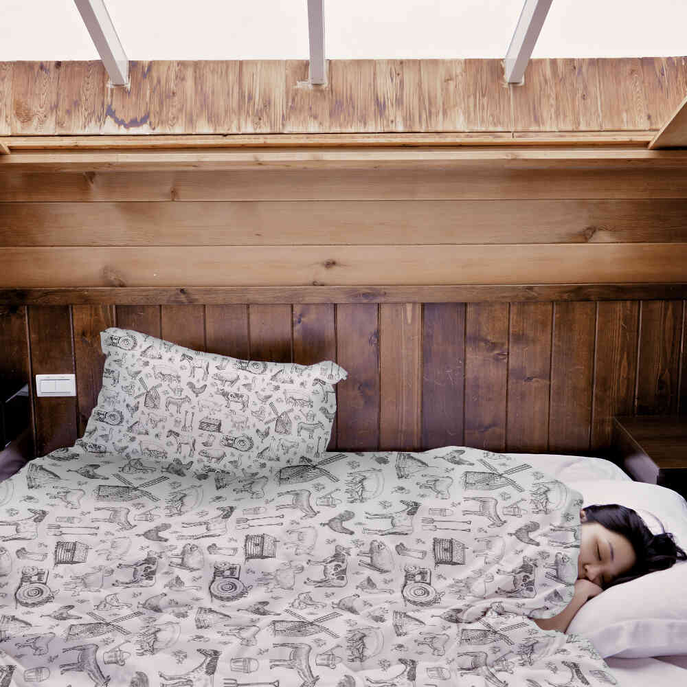 Original Therapiedecke - Baumwoll Bettwäsche Set Grau Bauernhof