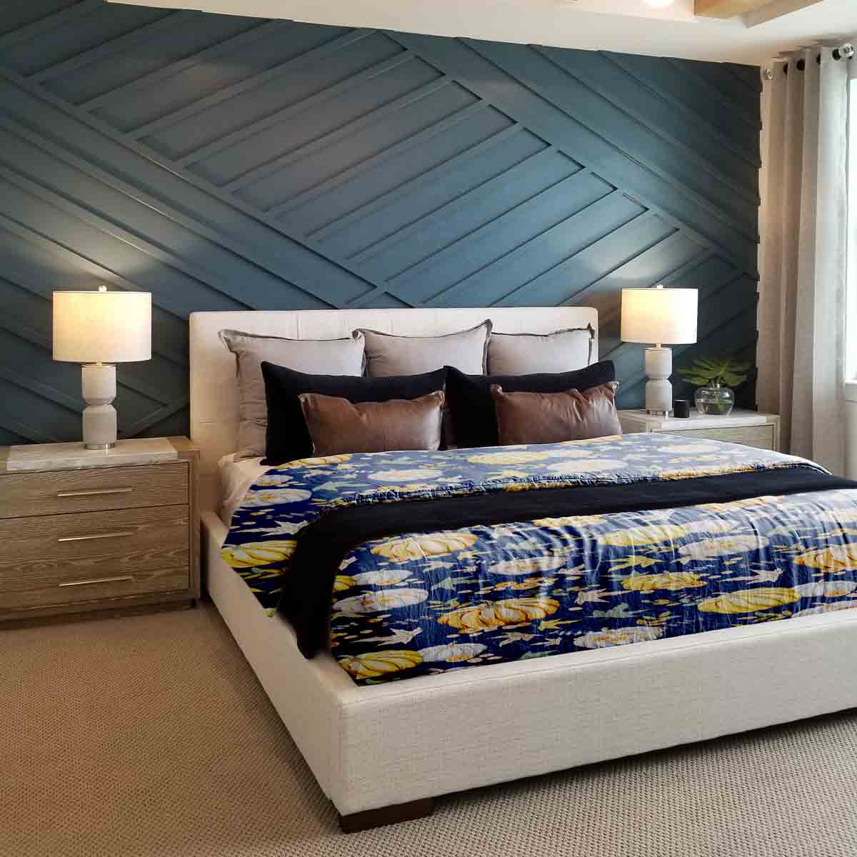 Original Therapiedecke - Baumwoll Bettwäsche Set Blau mit Kürbissen