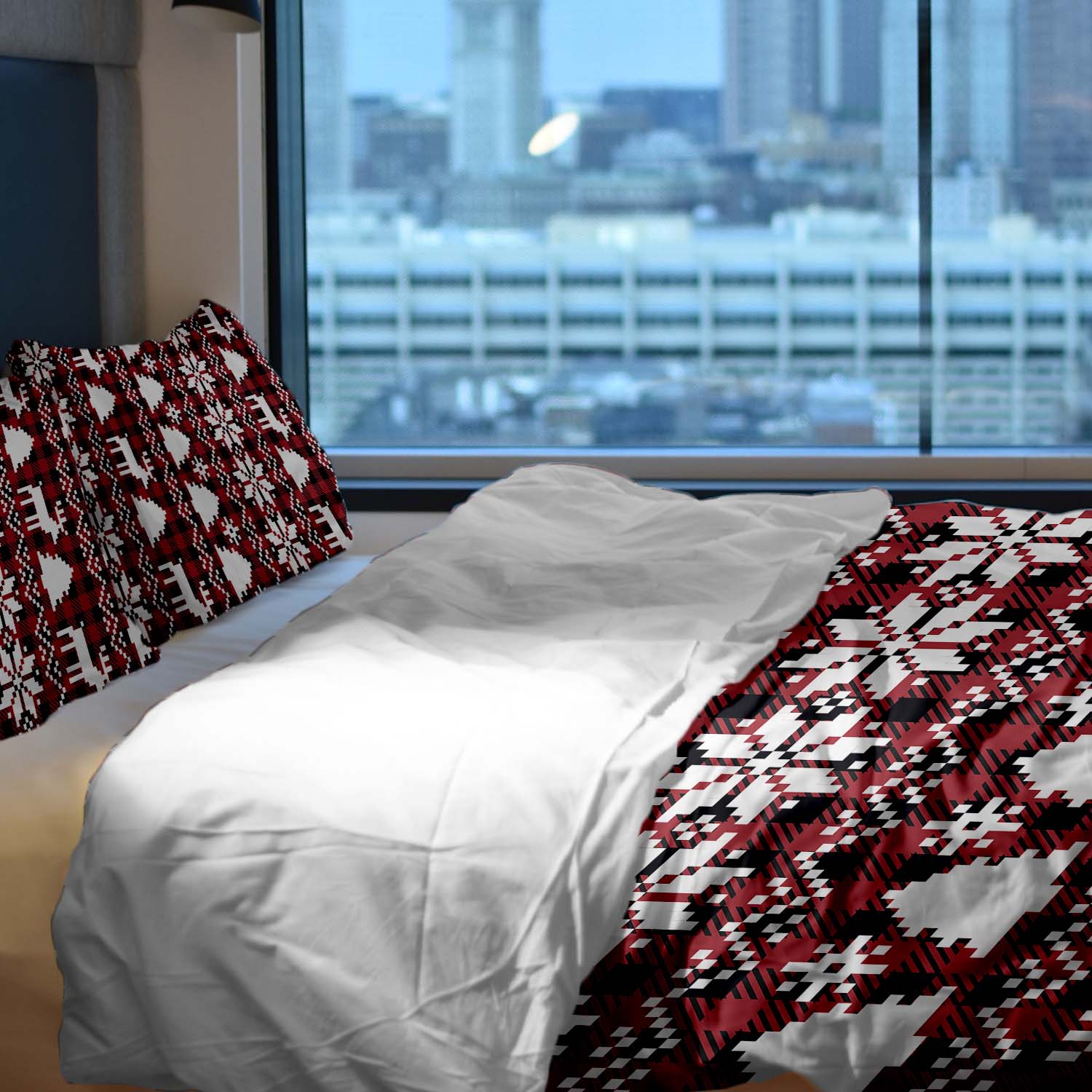 Original Therapiedecke - Baumwoll Bettwäsche Set Karo mit weihnachtlichen Motiven