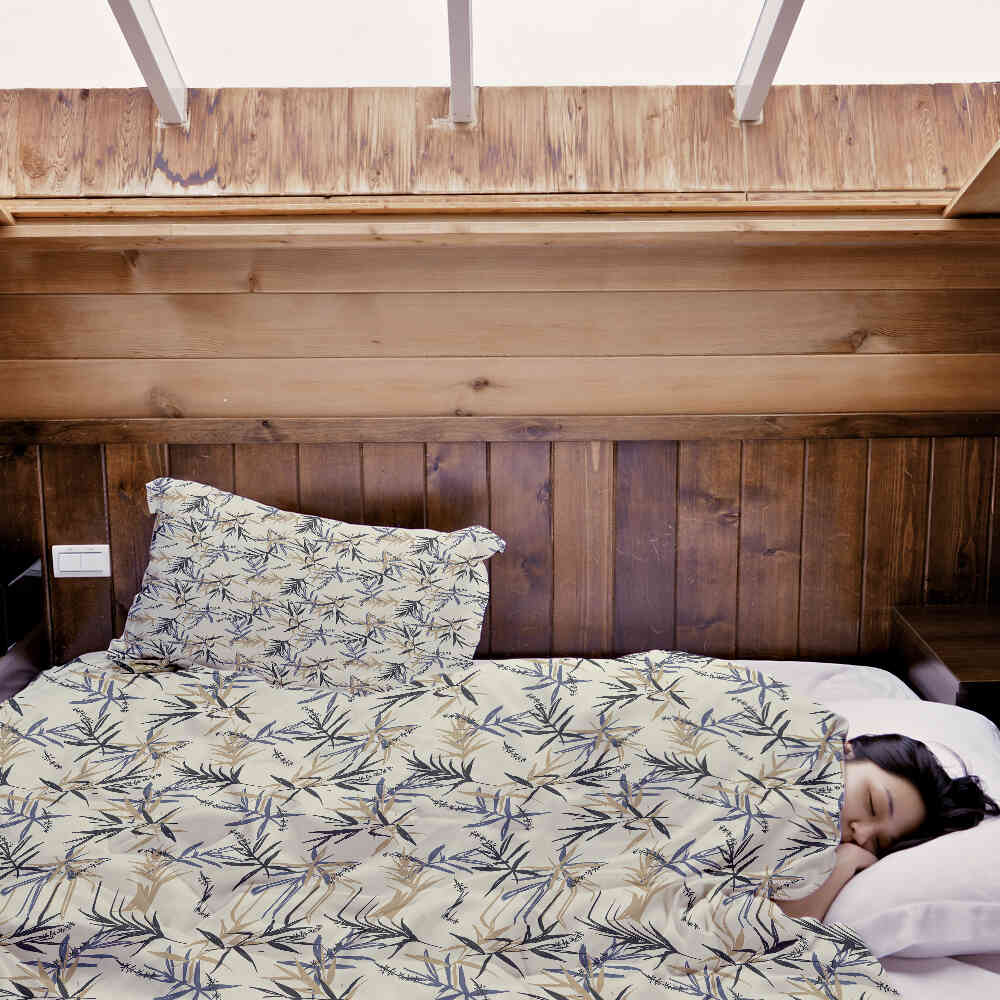 Original Therapiedecke - Baumwoll Bettwäsche Set Blattmuster Beige