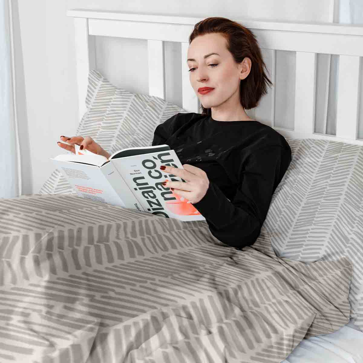 Original Therapiedecke - Baumwoll Bettwäsche Set Beige mit Streifen