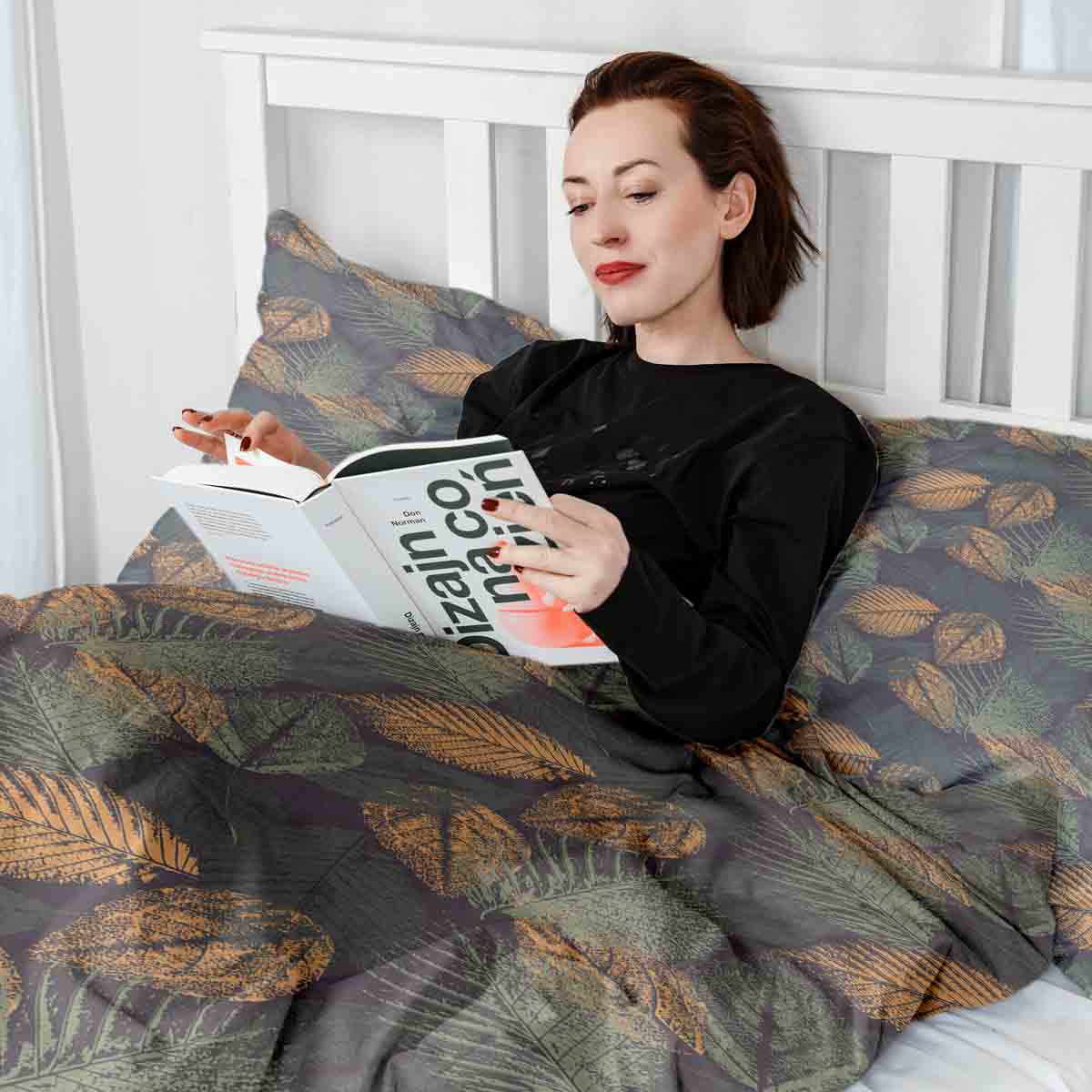 Original Therapiedecke - Baumwoll Bettwäsche Set herbstliches Blattmotiv