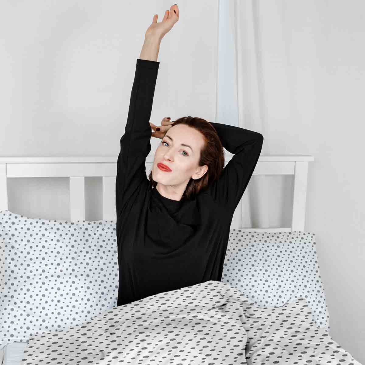 Original Therapiedecke - Baumwoll Bettwäsche Set Weiß mit vielen grauen Punkten