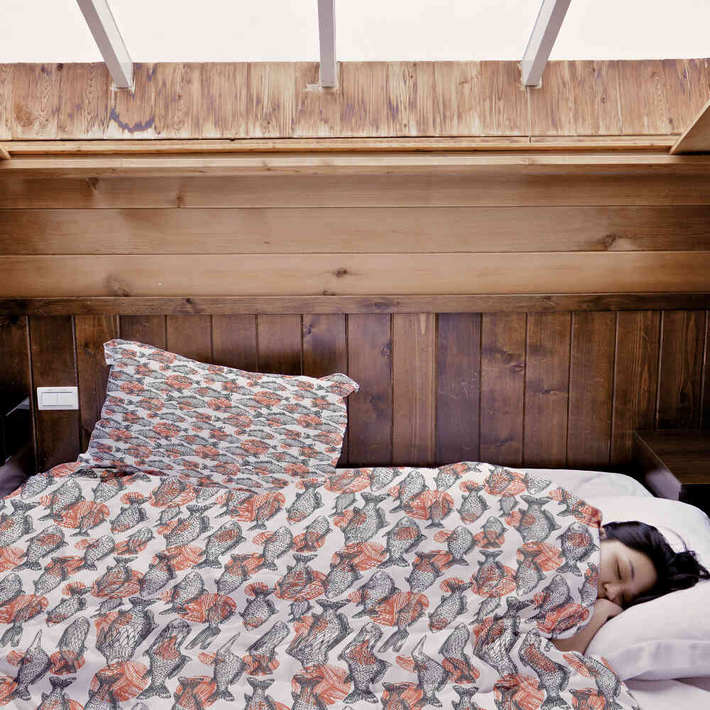 Original Therapiedecke - Baumwoll Bettwäsche Set graue Fische