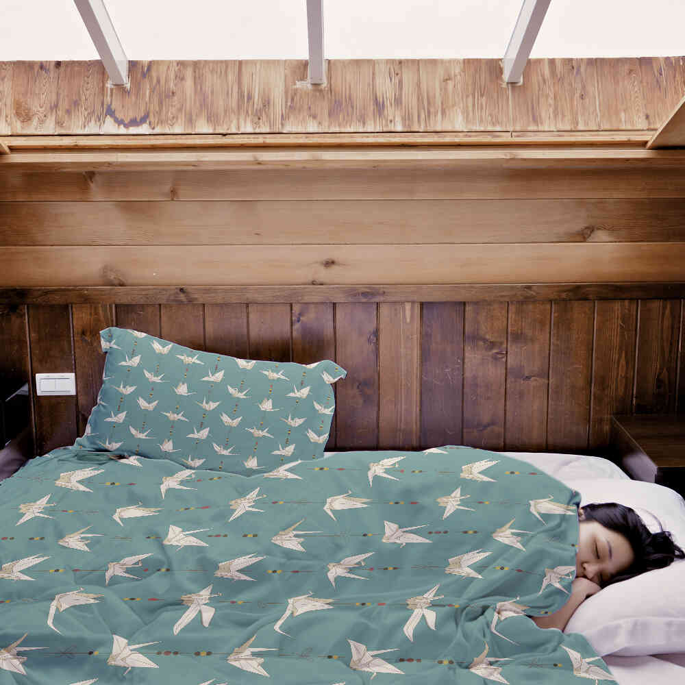 Original Therapiedecke - Baumwoll Bettwäsche Set Origami Schwan