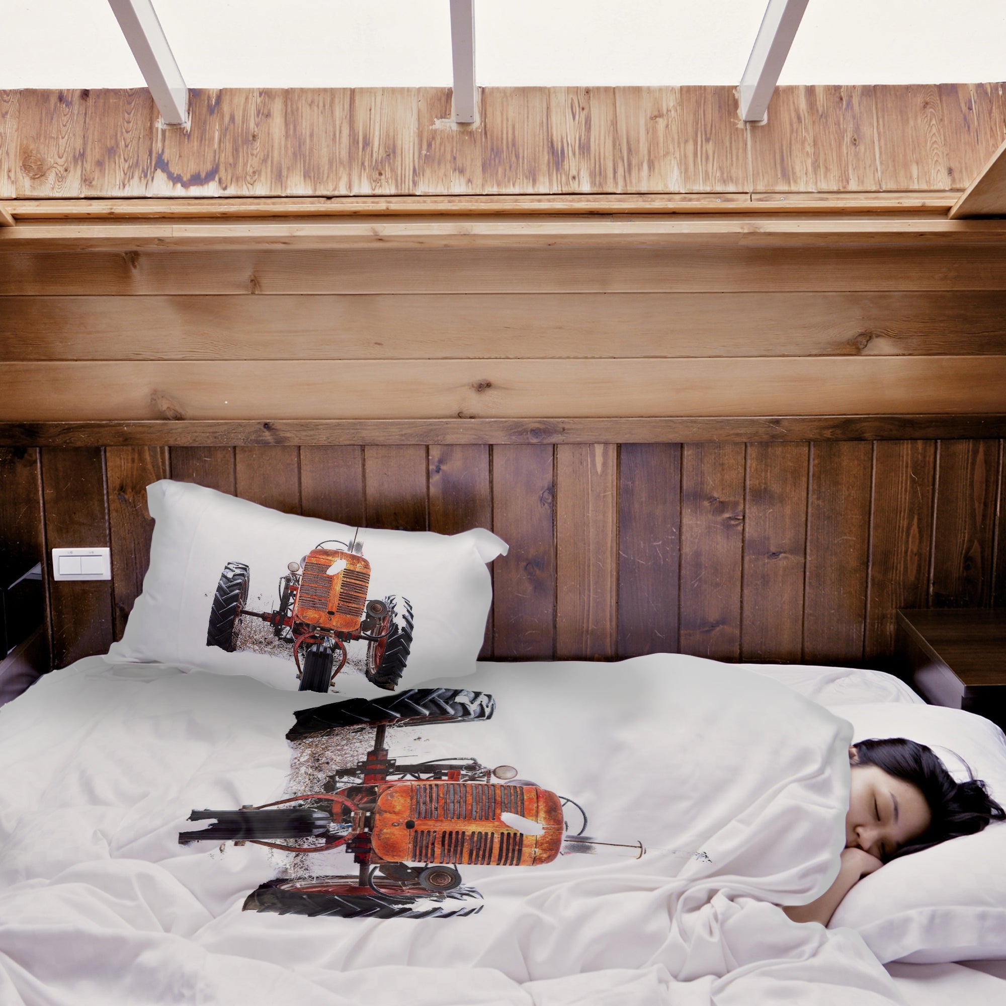 Original Therapiedecke - Baumwollbezug Traktor in Orange