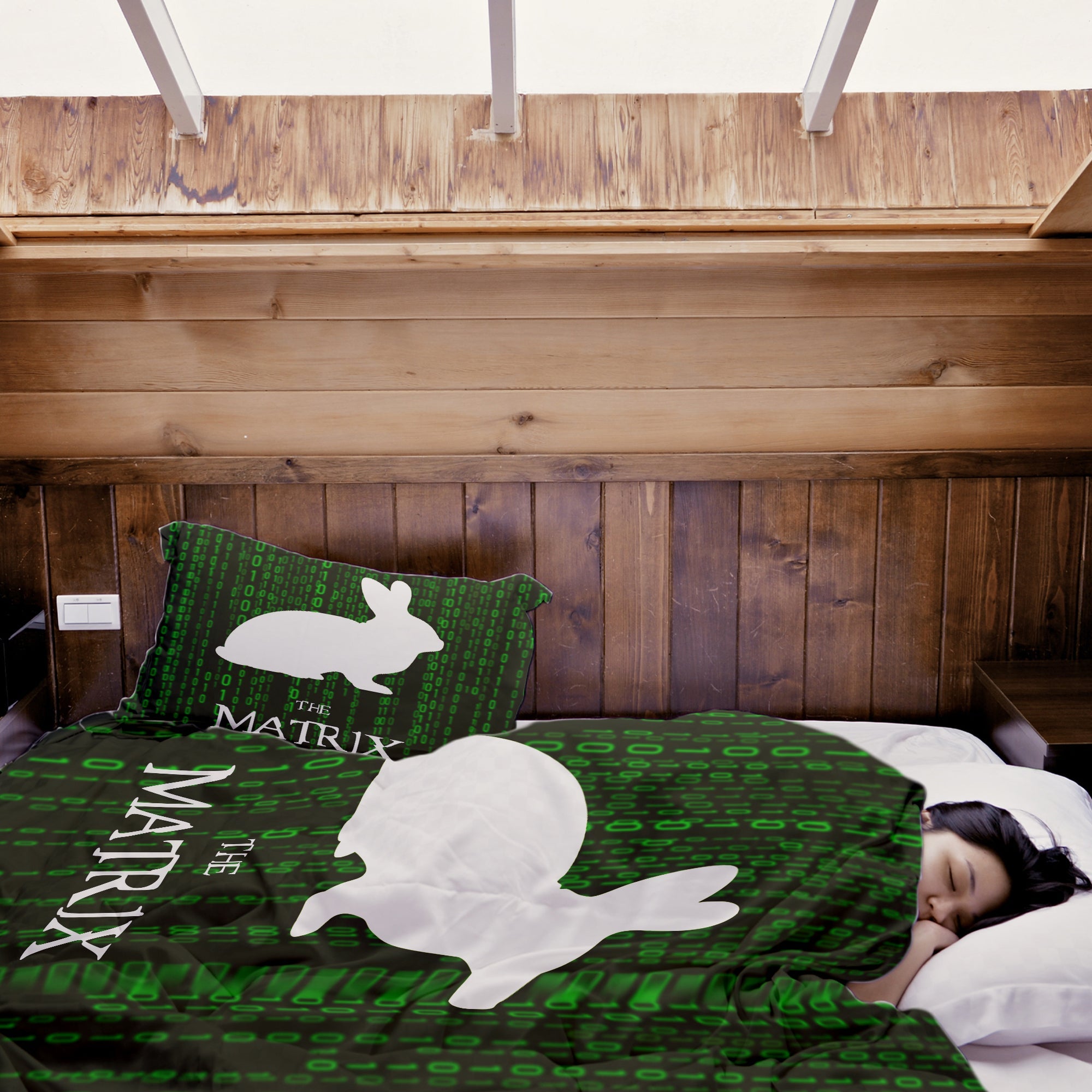 Original Therapiedecke - Baumwoll Bettwäsche Set Matrix Code Grün