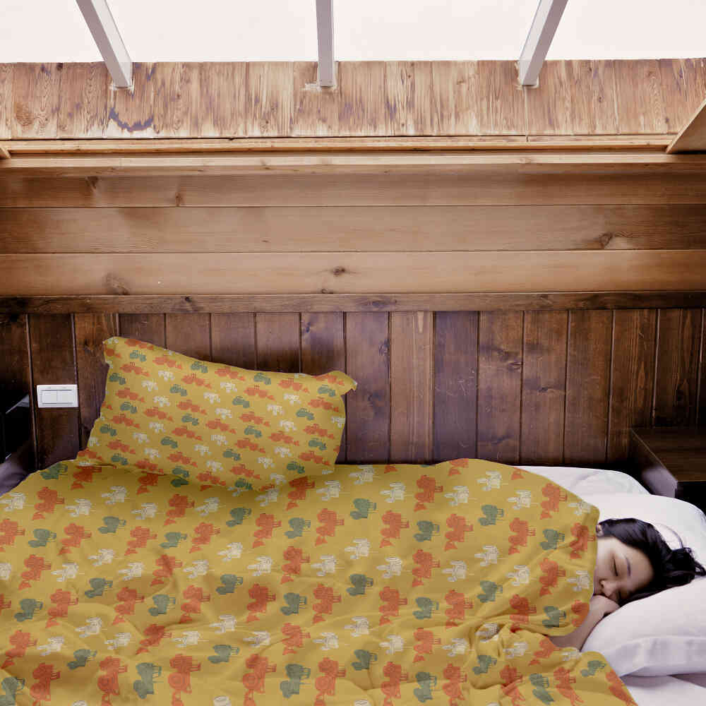 Original Therapiedecke - Baumwoll Bettwäsche Set Orange mit Treckern