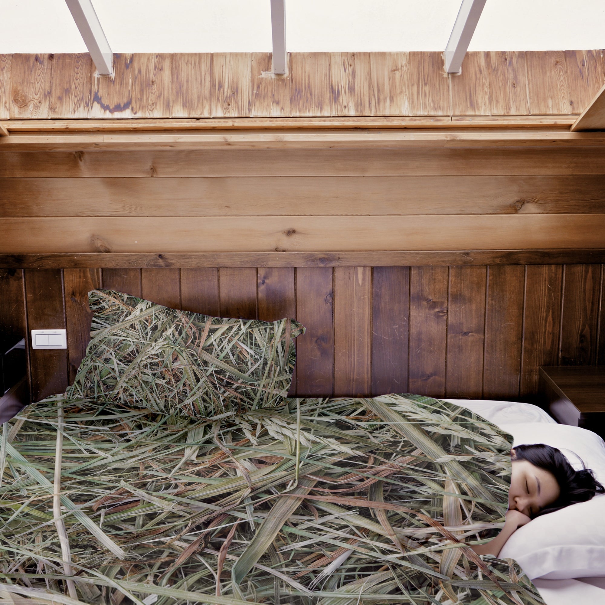 Original Therapiedecke - Baumwoll Bettwäsche Set Weiß mit Stroh