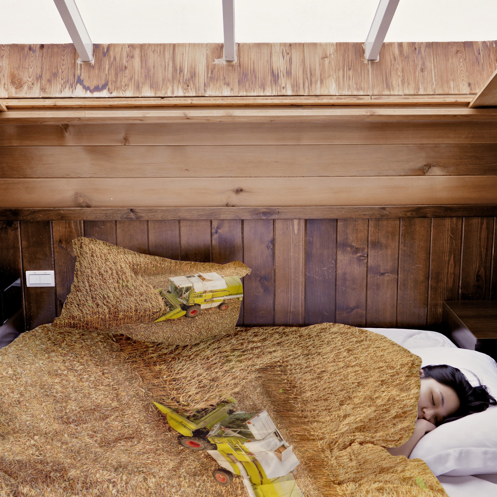 Original Therapiedecke - Baumwoll Bettwäsche Set Trecker auf Feld