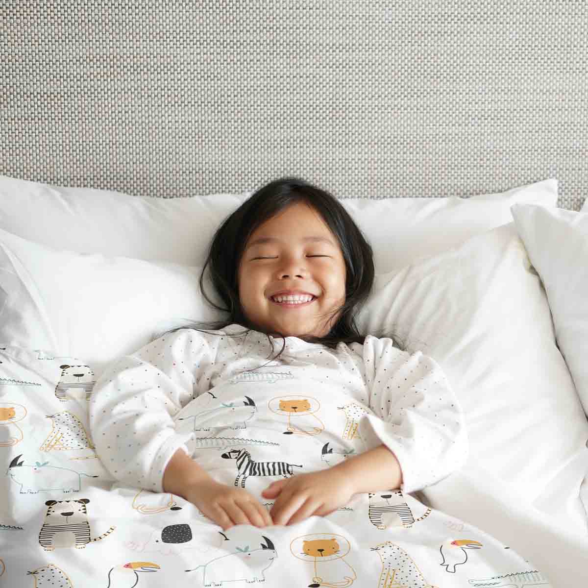 Original Therapiedecke - Baumwoll Bettwäsche Set Weiß mit Zootieren