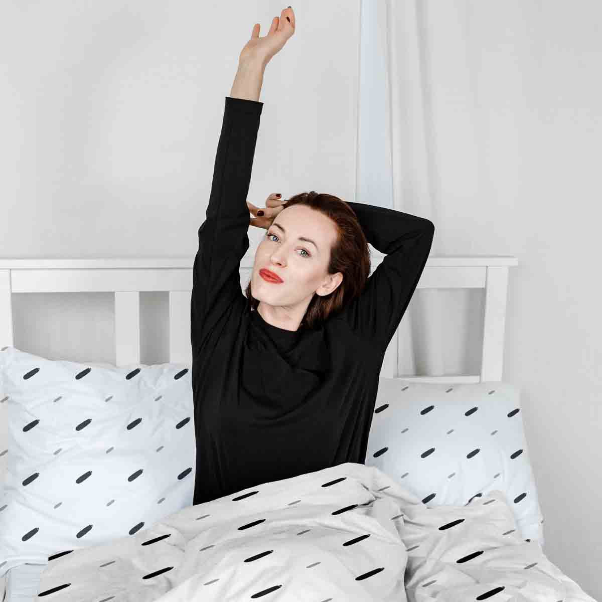 Original Therapiedecke - Baumwoll Bettwäsche Set Weiß mit kurzen Strichen