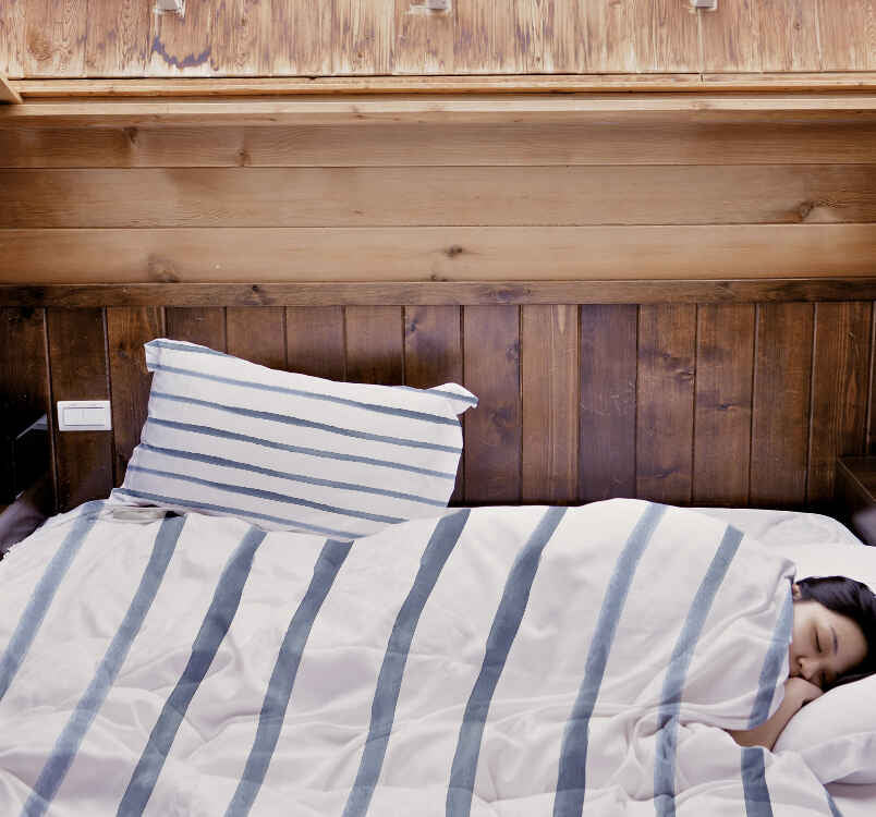 Original Therapiedecke - Baumwoll Bettwäsche Set blaue Querstreifen