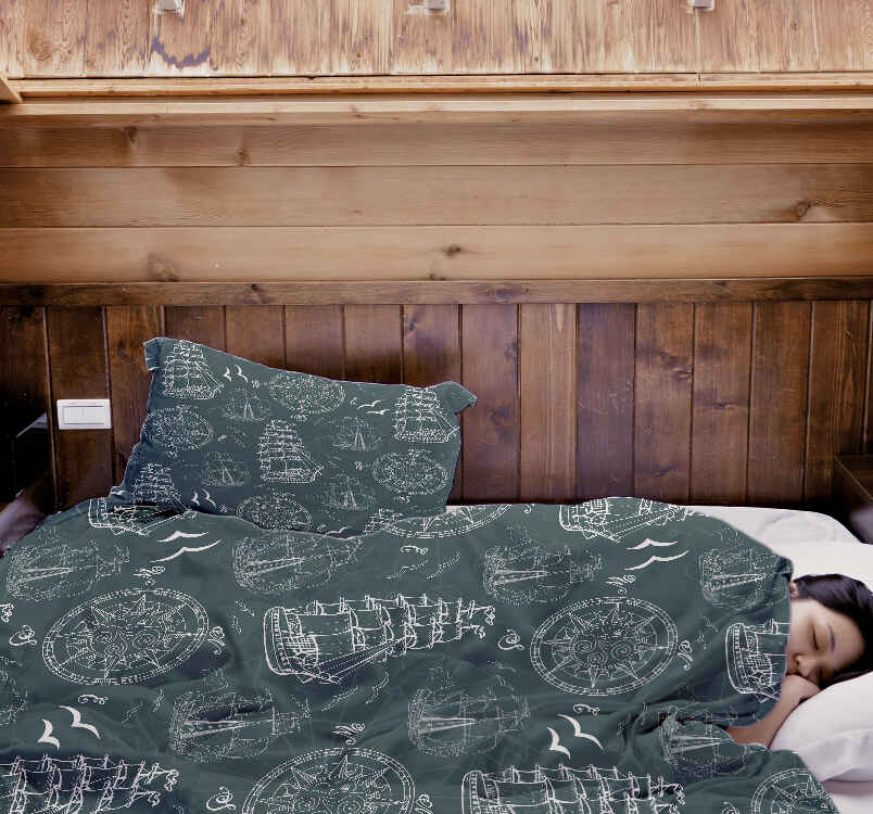 Original Therapiedecke - Baumwoll Bettwäsche Set mit Schiffen