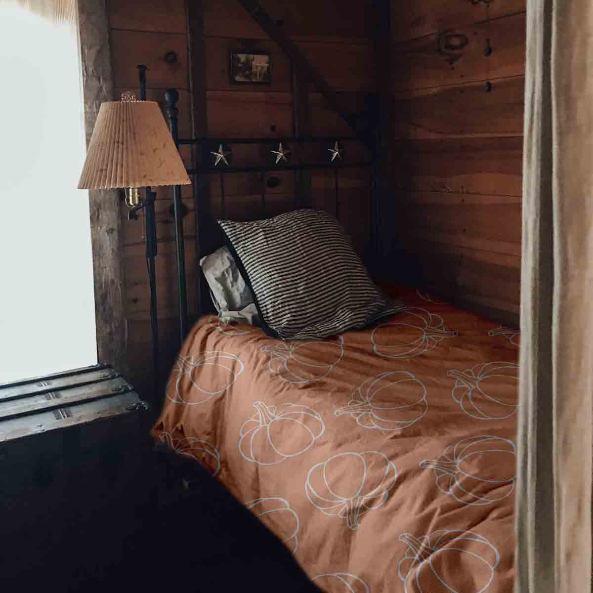 Original Therapiedecke - Baumwoll Bettwäsche Set Orange mit Kürbis