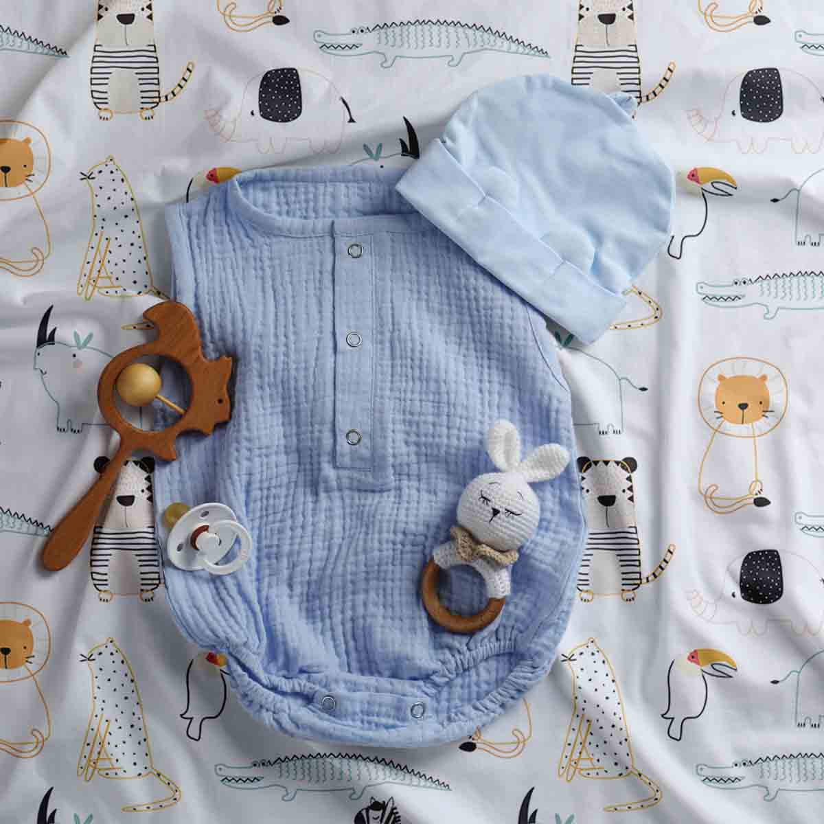 Original Therapiedecke - Baumwoll Bettwäsche Set Weiß mit Zootieren