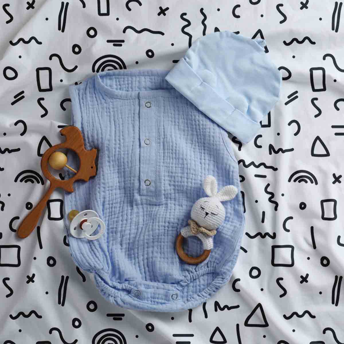 Original Therapiedecke - Baumwollbezug Weiß mit Formen in Schwarz