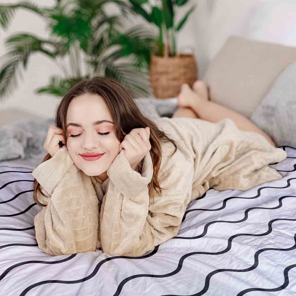 Original Therapiedecke - Baumwoll Bettwäsche Set Hellgraue Wellen