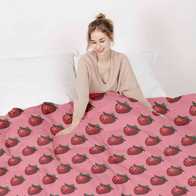 Therapiedecken Baumwollbezug Pink mit Erdbeeren