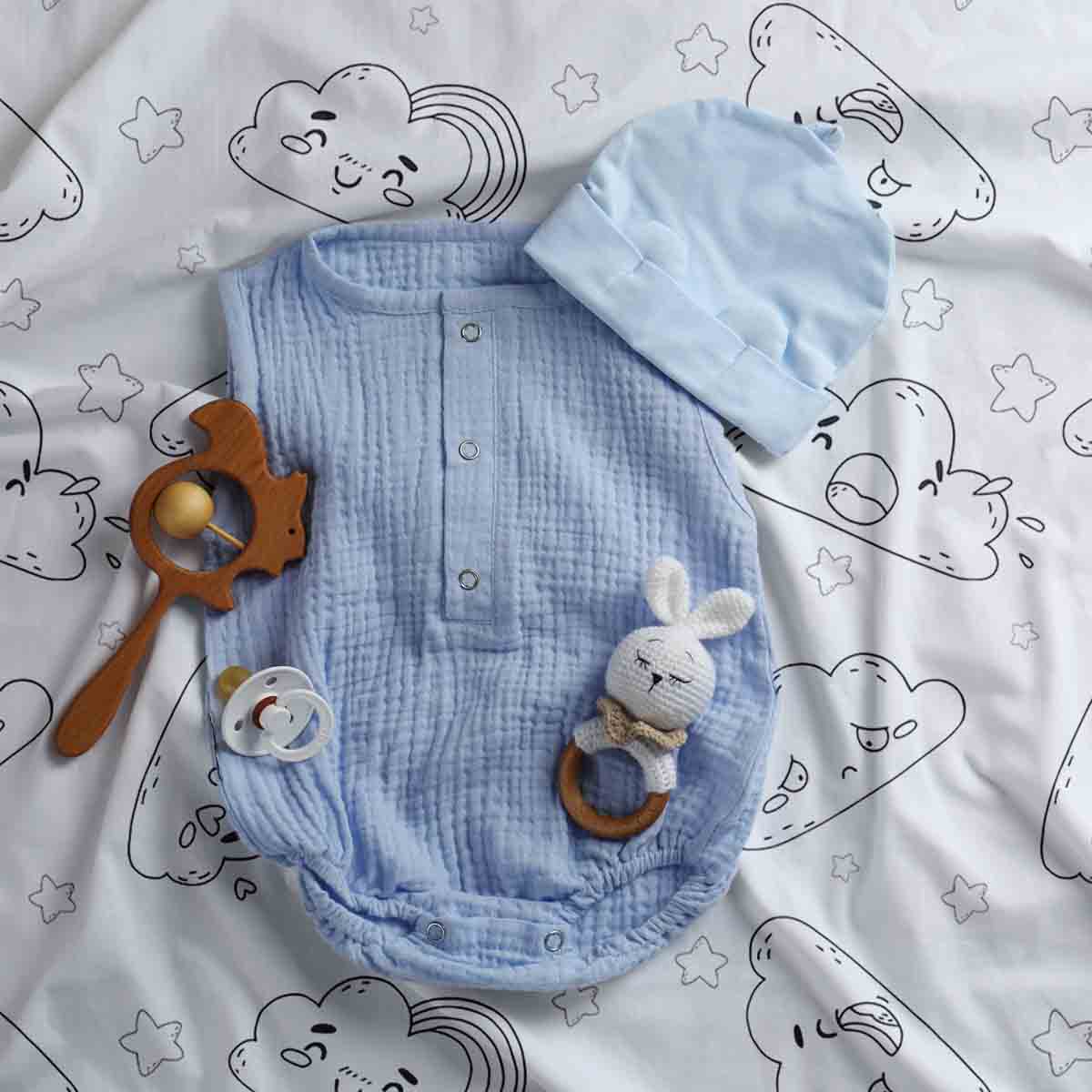 Original Therapiedecke - Baumwoll Bettwäsche Set Weiß mit lustigen Wolken