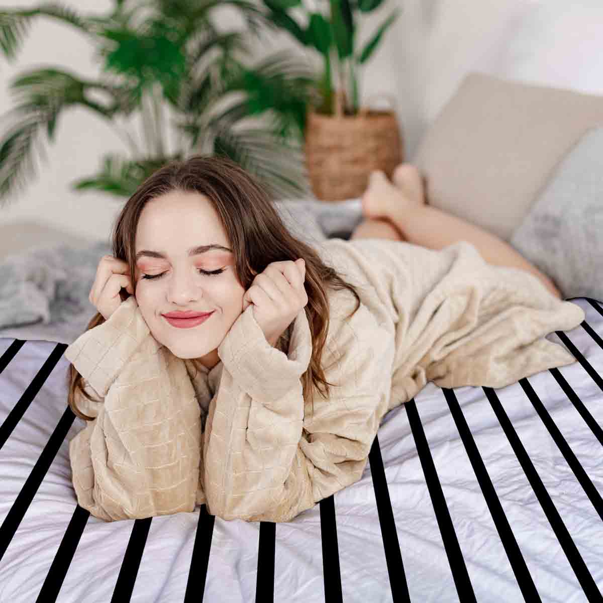 Original Therapiedecke - Baumwoll Bettwäsche Set Graue Querstreifen