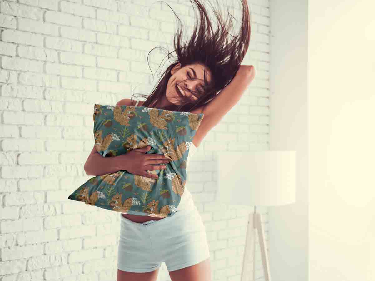 Gesundheitskissen Grün mit Eichhörnchen