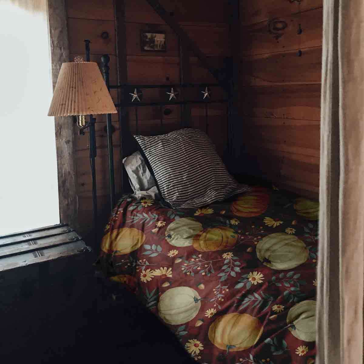 Original Therapiedecke - Baumwoll Bettwäsche Set Rot mit Kürbissen