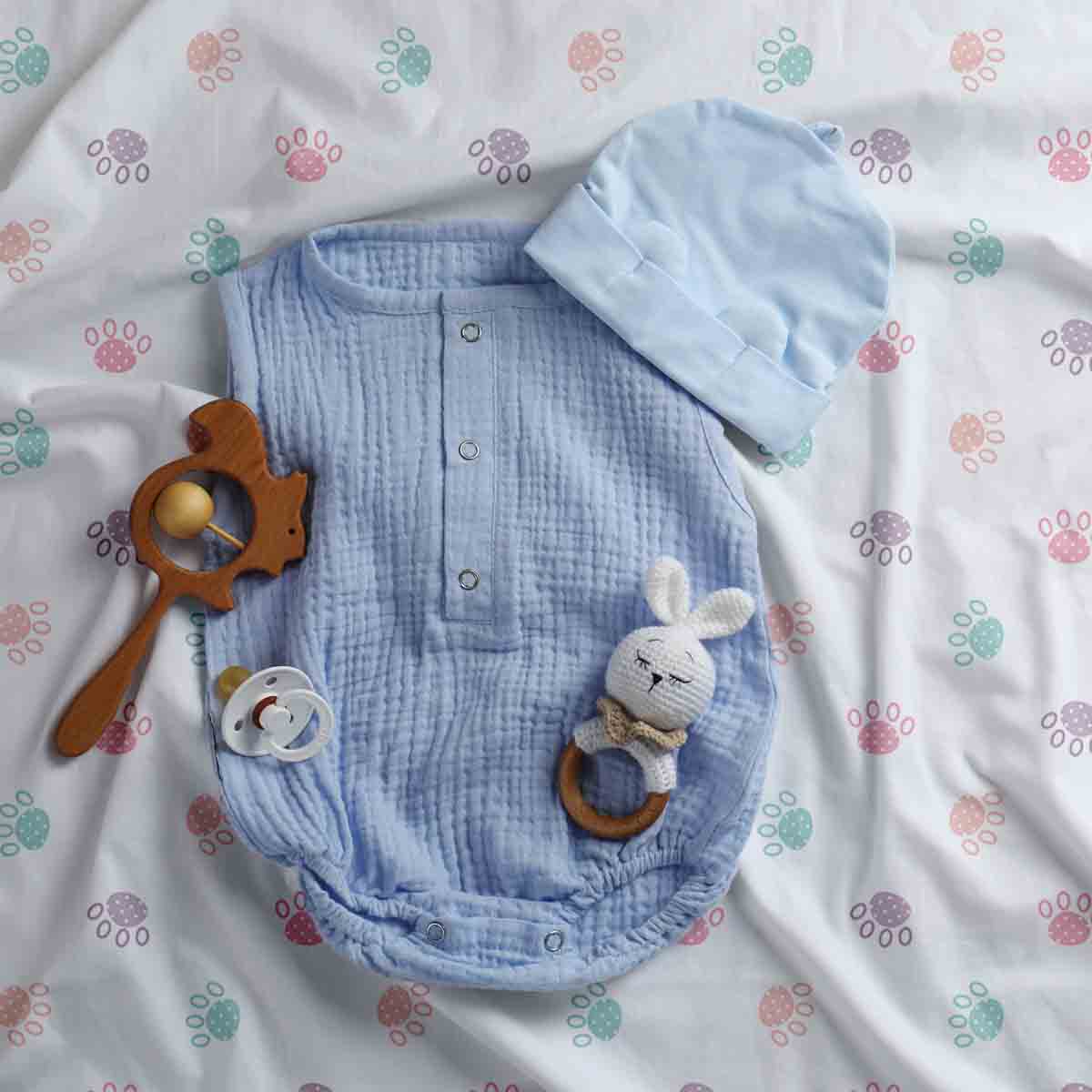 Original Therapiedecke - Baumwollbezug Weiß mit bunten Pfoten