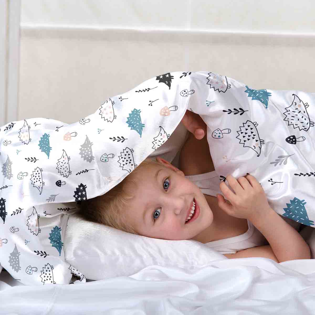 Original Therapiedecke - Baumwoll Bettwäsche Set Weiß mit Igel