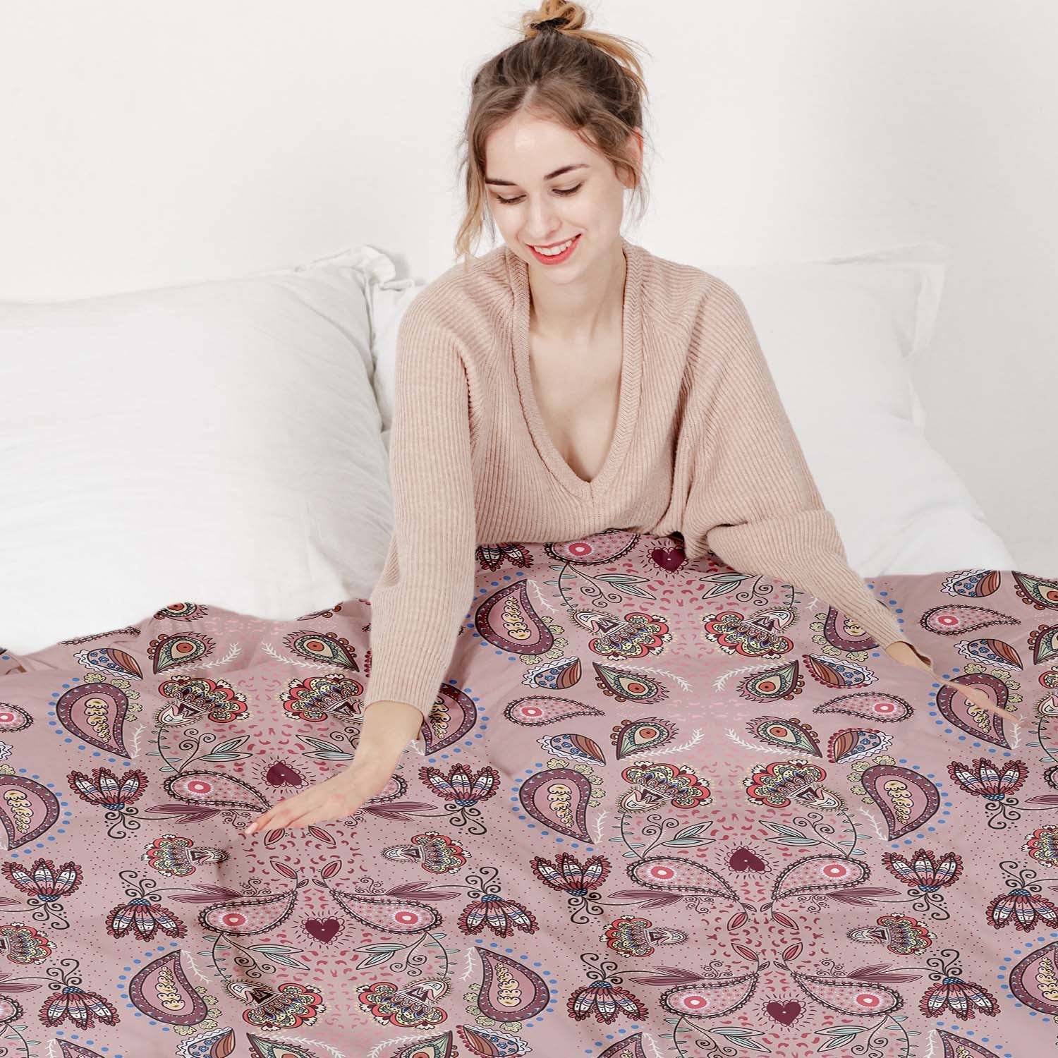 Original Therapiedecke - Baumwoll Bettwäsche Set Rosa Mandala