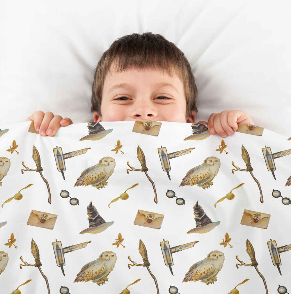 Original Therapiedecke - Baumwollbezug Weiß mit Eulen