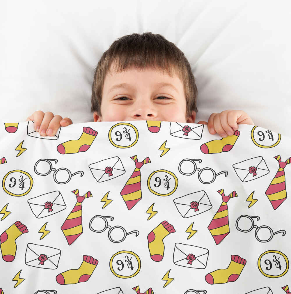 Original Therapiedecke - Baumwoll Bettwäsche Set Weiß Zauberei Schule