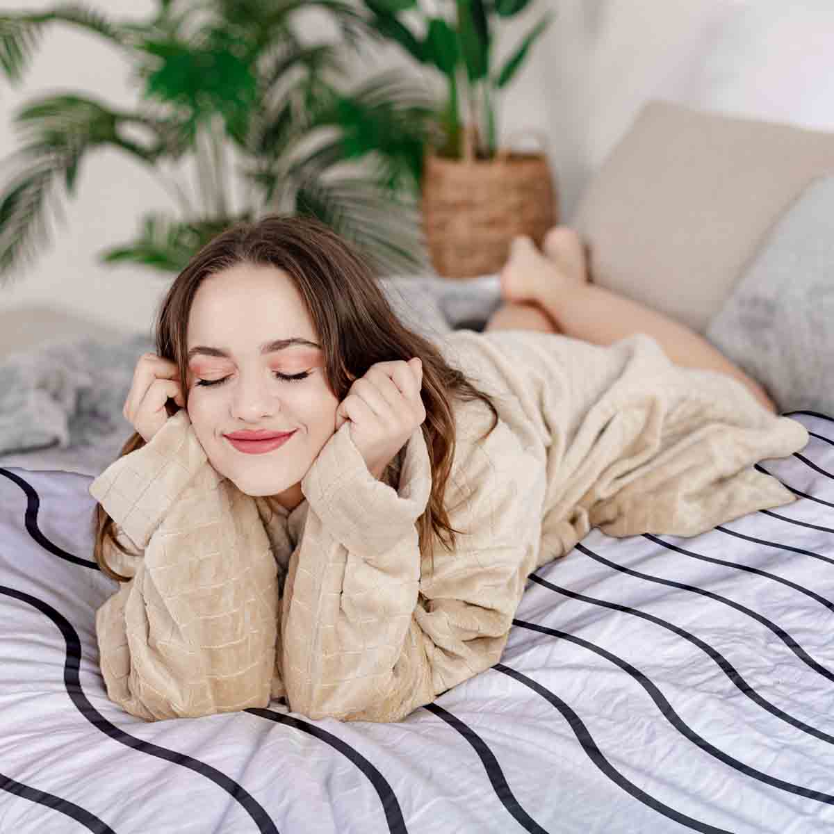 Original Therapiedecke - Baumwoll Bettwäsche Set Wellenmuster Hellgrau